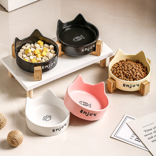 Elevated Wooden Cat Bowl Set: Healthy Posture Dining Station