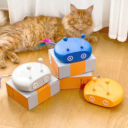 Electric Robot Laser Cat Toy USB Charging Feather Teasing