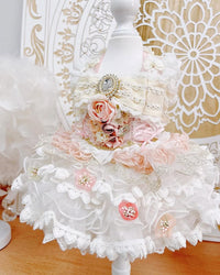 High quality handmade dog dress lace flowers