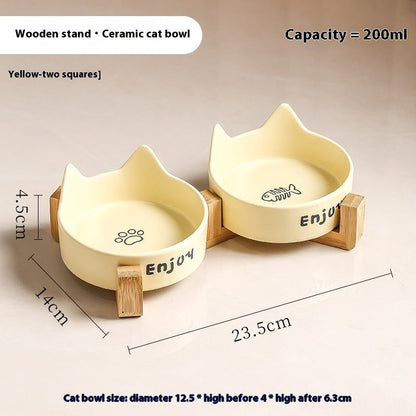 Elevated Wooden Cat Bowl Set: Healthy Posture Dining Station