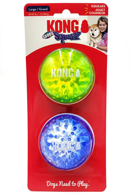 KONG® Squeezz Geodz Ball Large 2Pk Floating Squeaky