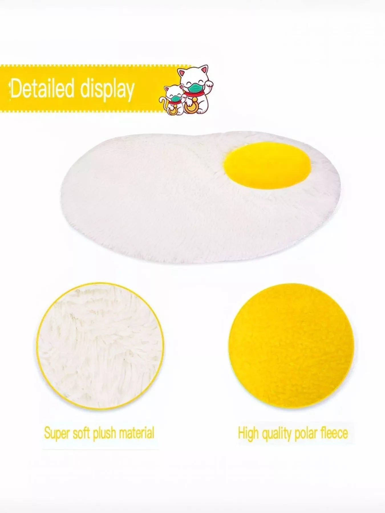 Pet Mat - Fried Egg Design Plush Soft Padded Sleeping Cushion