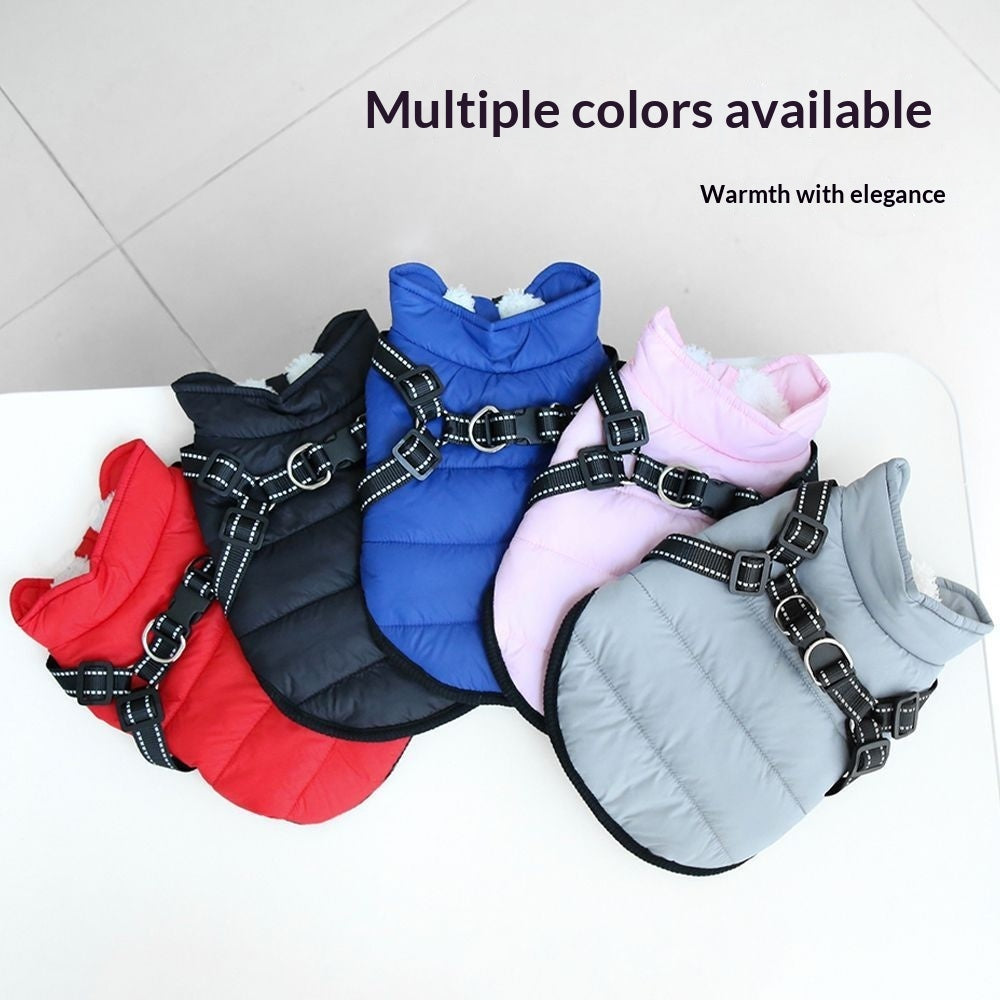 Insulated Fleece-lined Dog Vest With Chest And Back Zipper