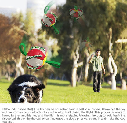 Purrfect Pet Kingdom Dog Toy Balls With Chewing Ropes Pet Flying Saucer Ball Dog (Yellow blue) - Premium Dog Toys