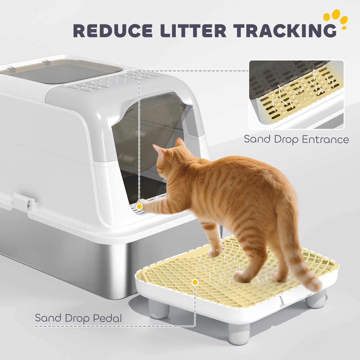 Extra Large Stainless Steel Litter Box - Enclosed High Sides