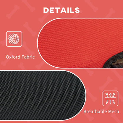 Elevated 48x36 cooling dog bed in red by Purrfect Pet Kingdom, perfect for large pets, featuring a heavy-duty cot design.