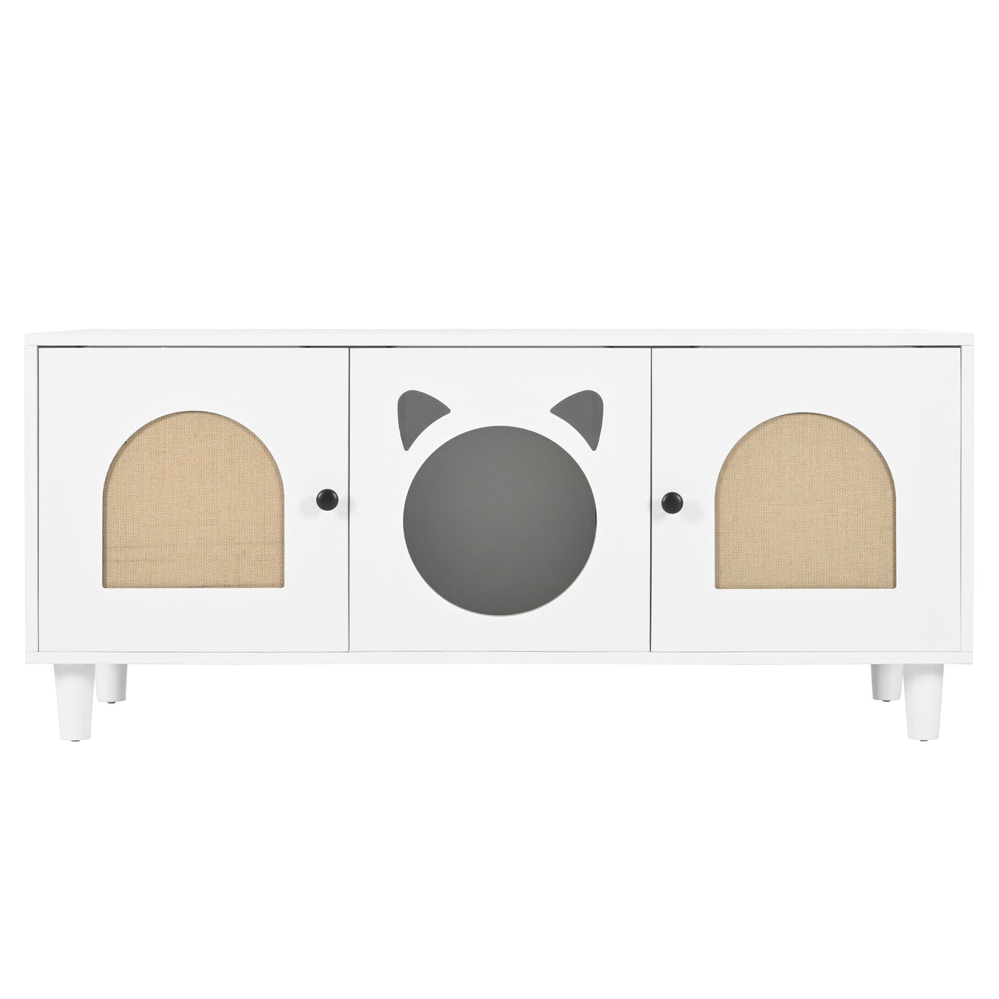 Furniture Style Cat Cabinet Cream White Cat Litter Box