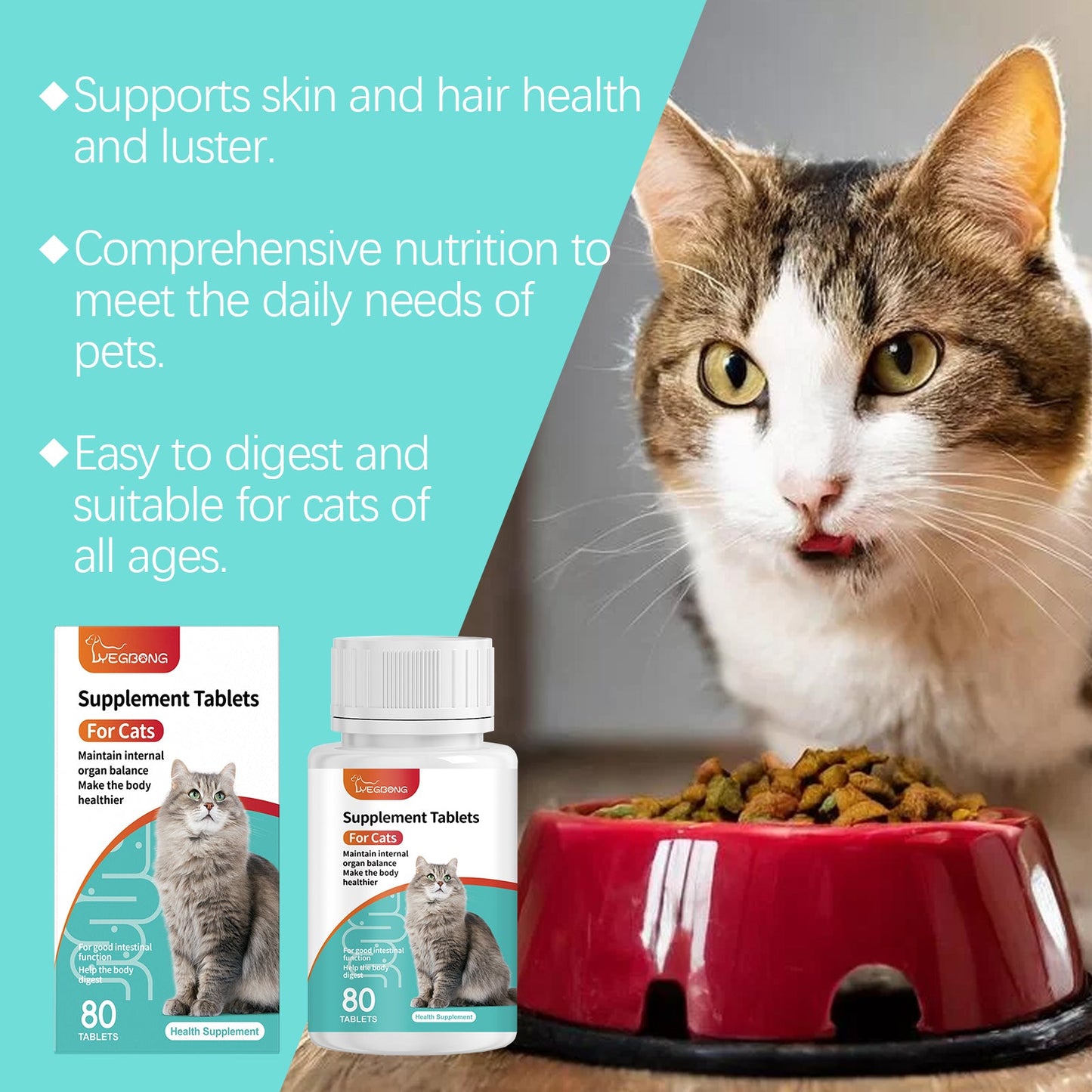 Cat Probiotic Tablets To Improve Intestinal Health, Balance Digestion And Absorption Of Pet Nutritional Supplements - Purrfect Pet Kingdom