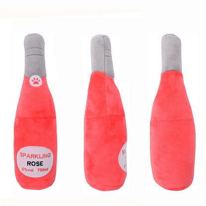 Pet Cats And Dogs Vocal Toys Plush Wine Bottle Chewing Teeth