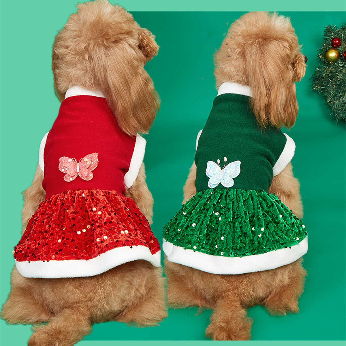 Christmas Dog Dress Plush Winter
