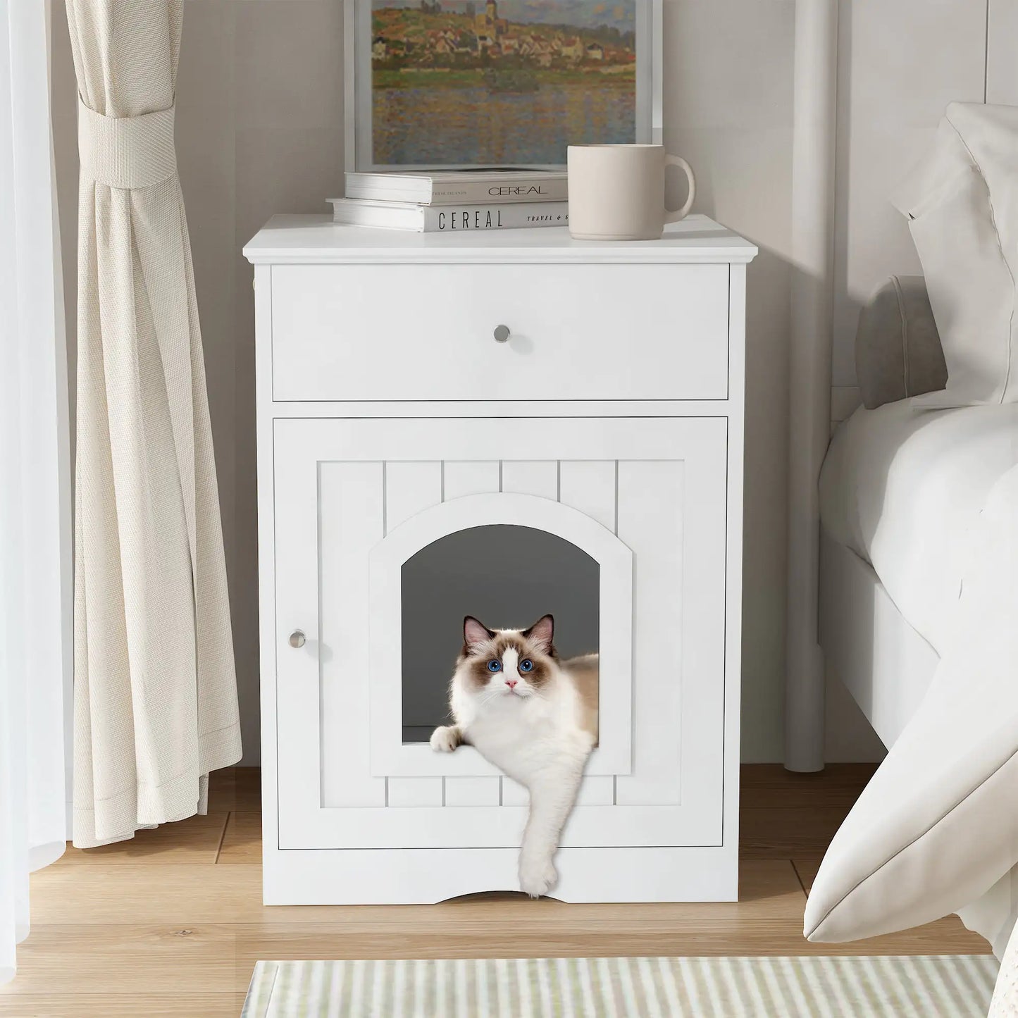 Royal Wooden Pet House Litter Box With Drawers 🏠👑