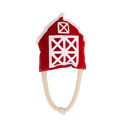 Red Barn Dog Chew Toy Faux Leather Safe Long-Lasting 🏚️