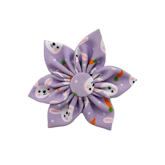 Funny Bunny & Carrots Purple Pinwheel Dog Collar Attachment - 2 Sizes