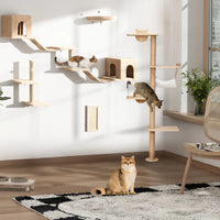 Elevate Your Cat's Playtime with the Darkiel 7-Piece Wall-Mounted Climbing Tower