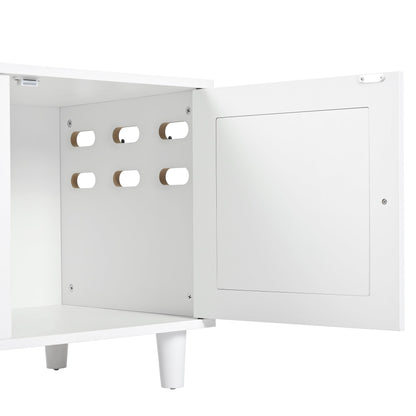 Furniture Style Cat Cabinet Cream White Cat Litter Box