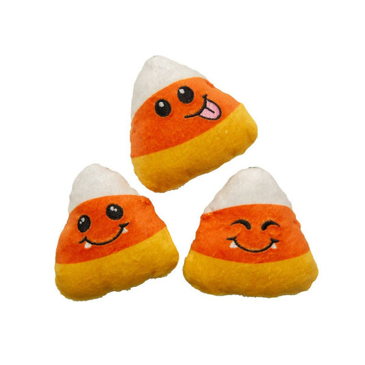 Fall Halloween Candy Corn Plush Squeak Dog Toy Set - 3pk