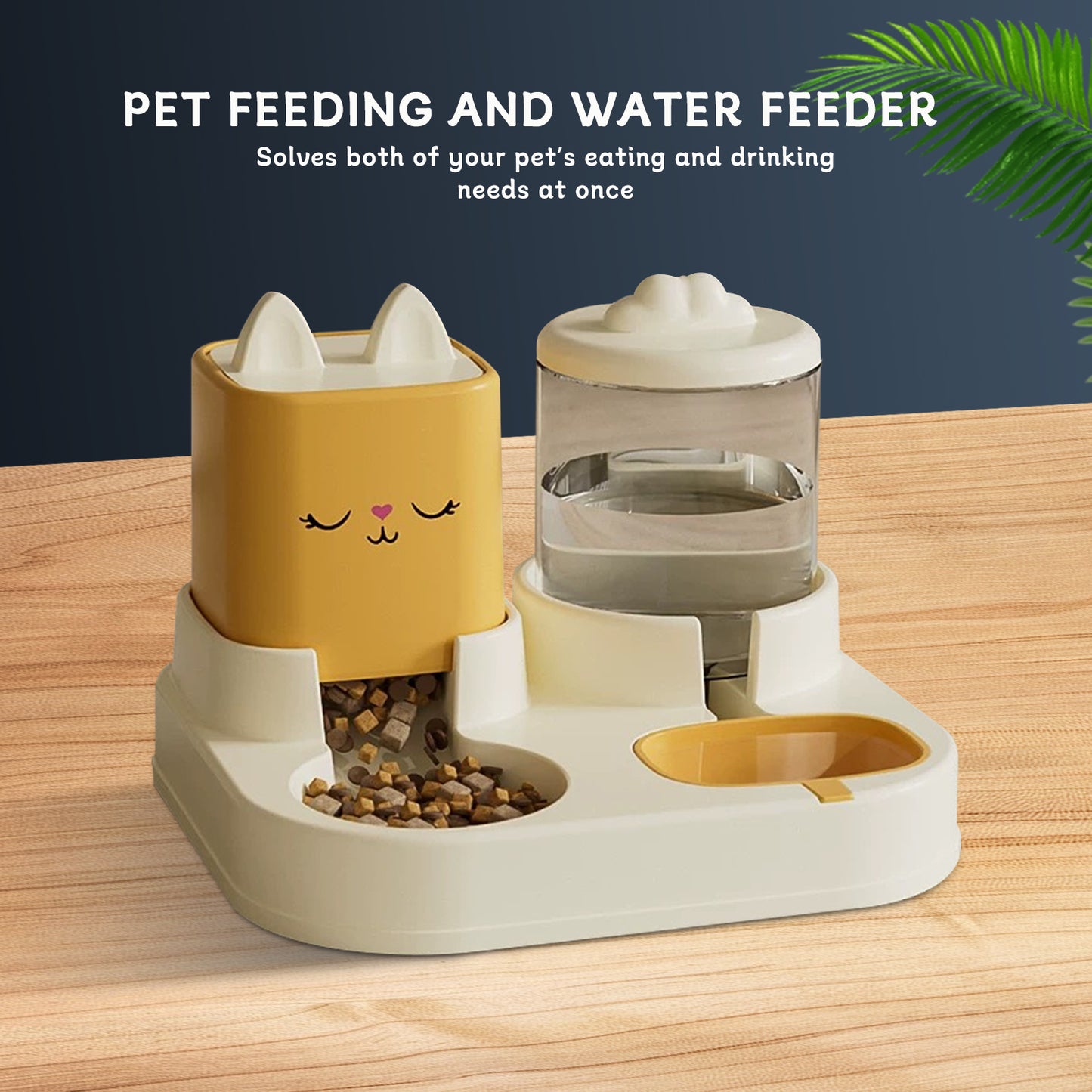 Purrfect Pet Kingdom Super Cute Appearance Pet Feeding And Drinking Device, Cleve (Yellow) - Premium Pet Bowls & Feeders