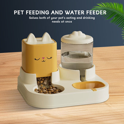 Purrfect Pet Kingdom Super Cute Appearance Pet Feeding And Drinking Device, Cleve (Yellow) - Premium Pet Bowls & Feeders