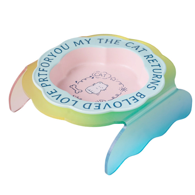 Neck Anti-tumble Acrylic Lace Ceramic Cat Bowl