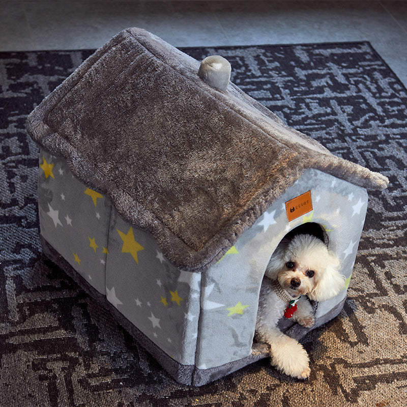 Foldable Dog House Pet Cat Bed Winter Dog Villa Sleep Kennel
