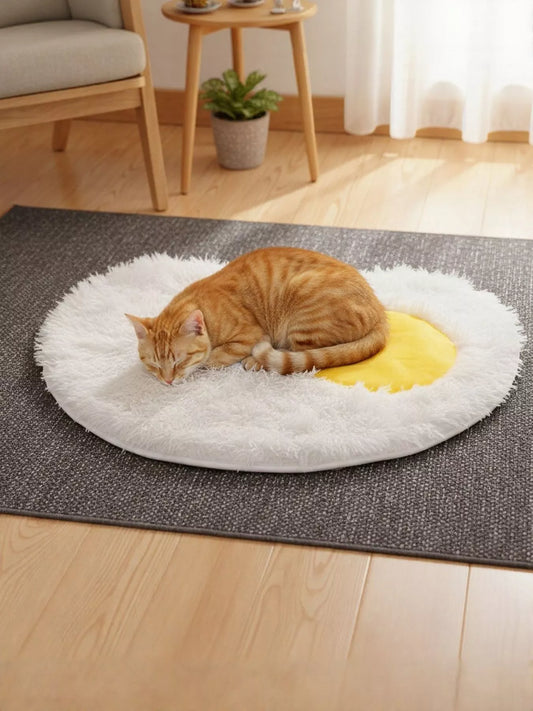 Pet Mat - Fried Egg Design Plush Soft Padded Sleeping Cushion
