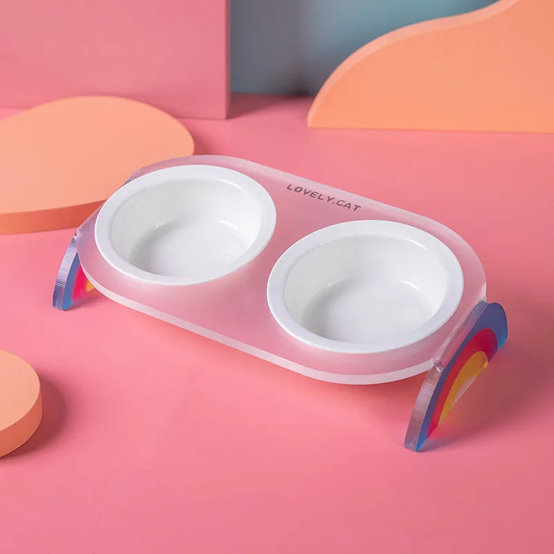 Cat Bowl Ceramic Double Bowl Water Bowl Grain Bowl High Leg