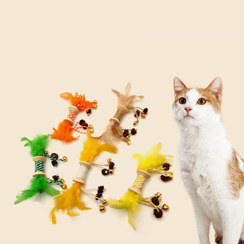 Cat Toys Colored Feathers Galls Fruit Bells Combination