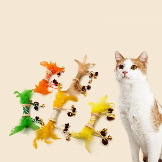 Cat Toys Colored Feathers Galls Fruit Bells Combination
