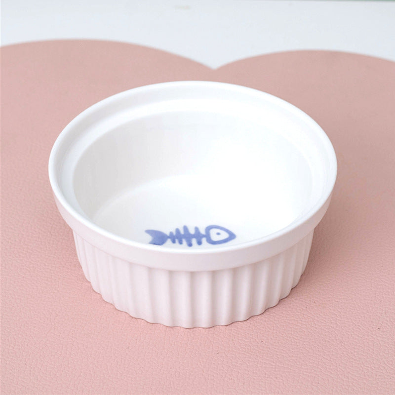 Cat Bowl Ceramic Double Bowl Water Bowl Tall Diagonal Pet