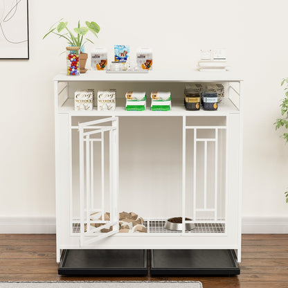 43.3 Inch Wooden Dog Crate Furniture With Divider And