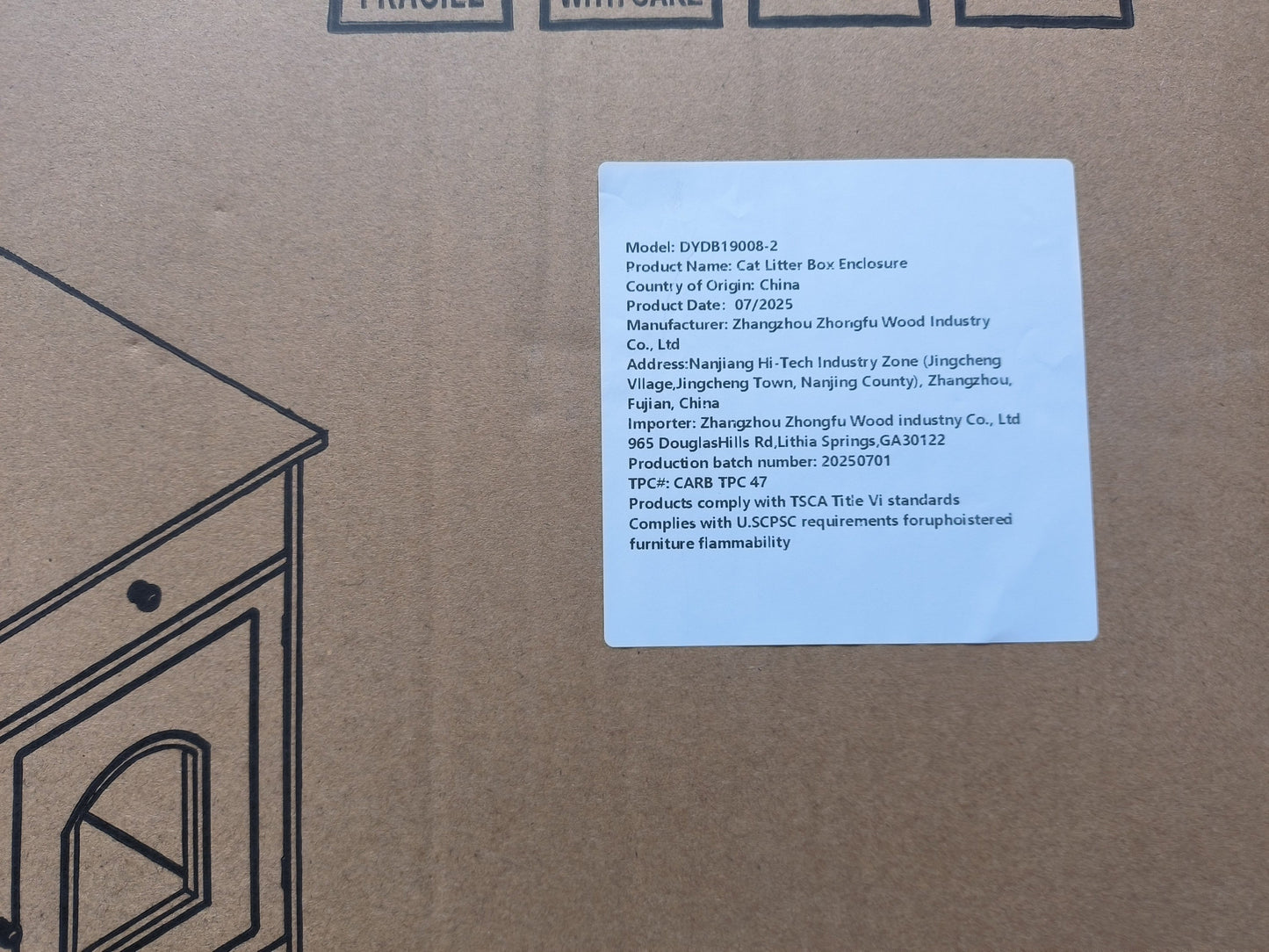 Wooden Pet House Cat Litter Box Enclosure with Drawer, Side