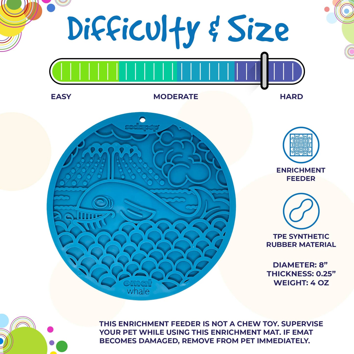 Whale eMat - Enrichment Lick Mat for Dogs and Cats - with