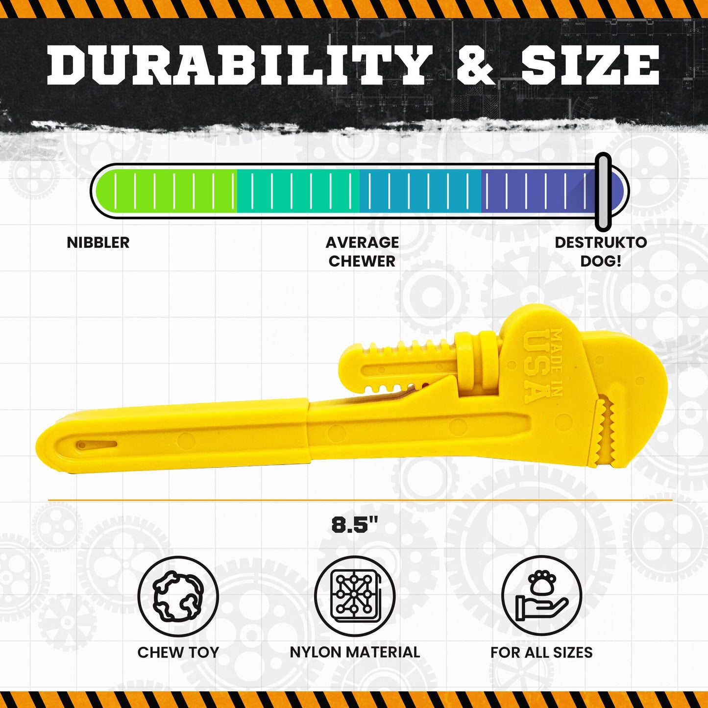 Pipe Wrench Nylon toy for Aggressive Chewers | USA Made