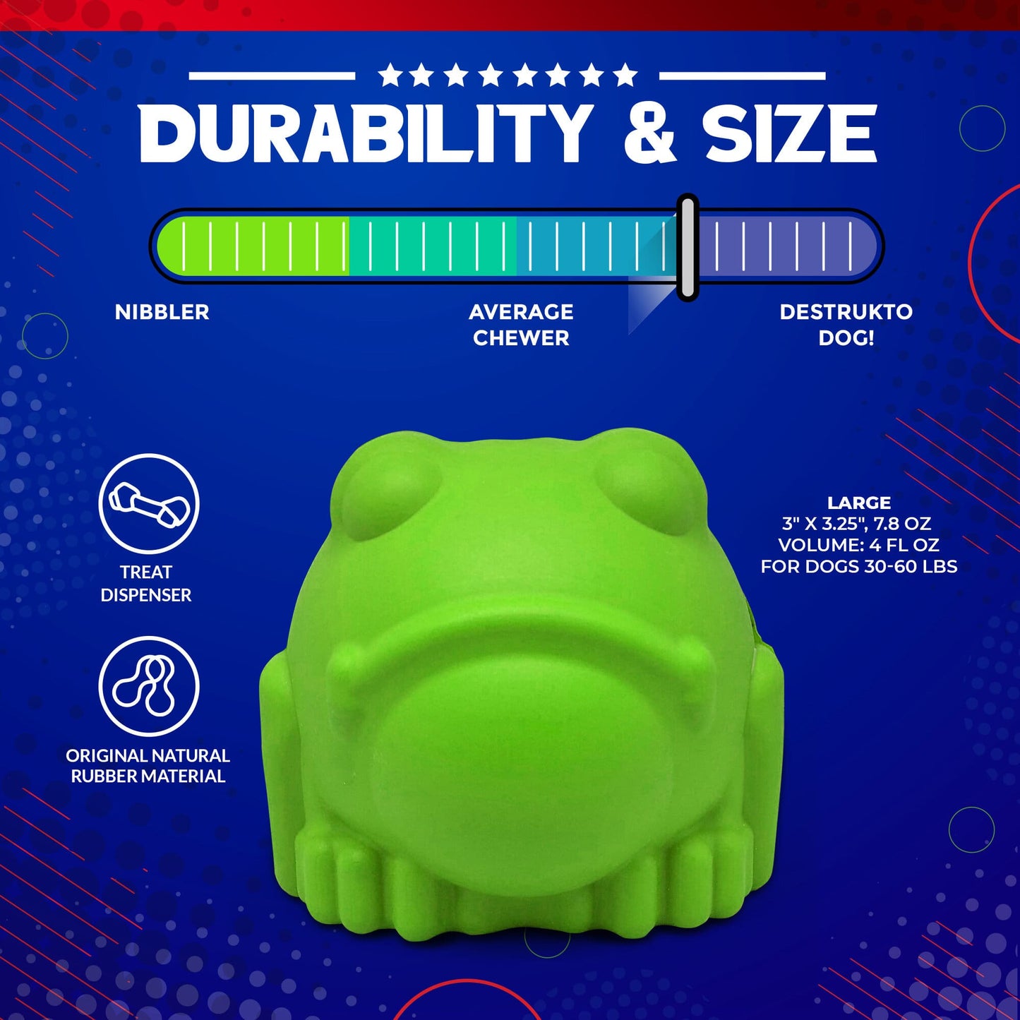 Dog Toy Bull Frog Rubber Chew & Treat Dispenser