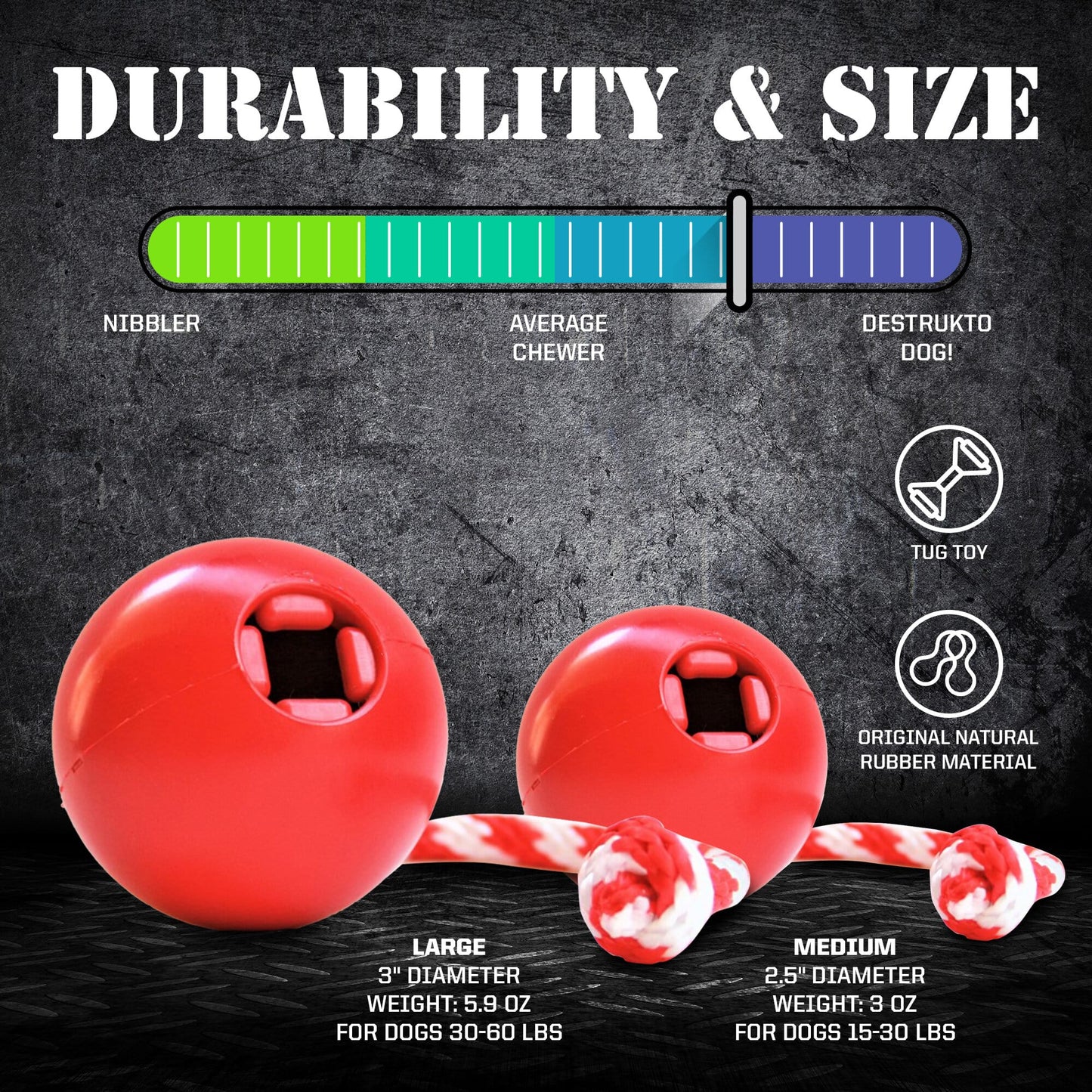 USA-K9 Cherry Bomb Rubber Dog Chew Toy | K9 Handler Reward Toy
