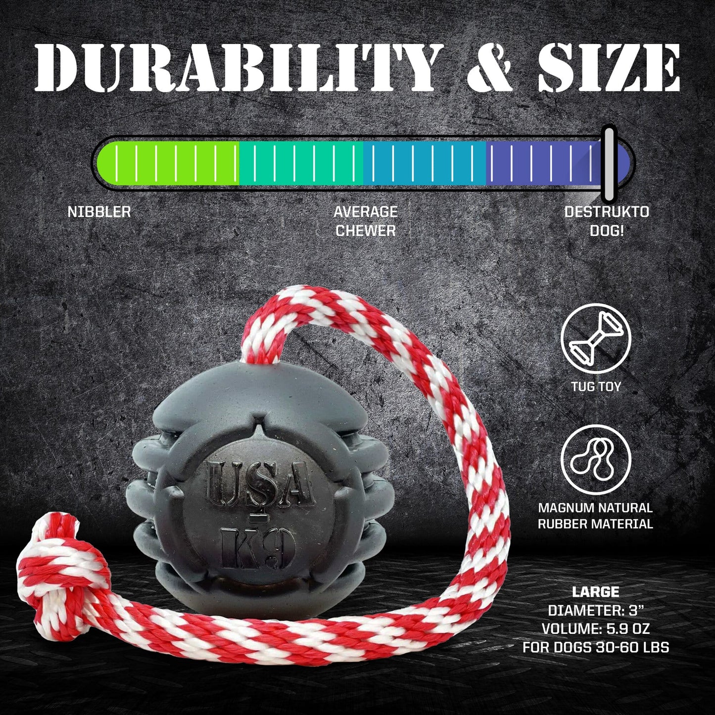 USA-K9 Magnum Stars and Stripes Rubber Dog Toy | K9 Handler