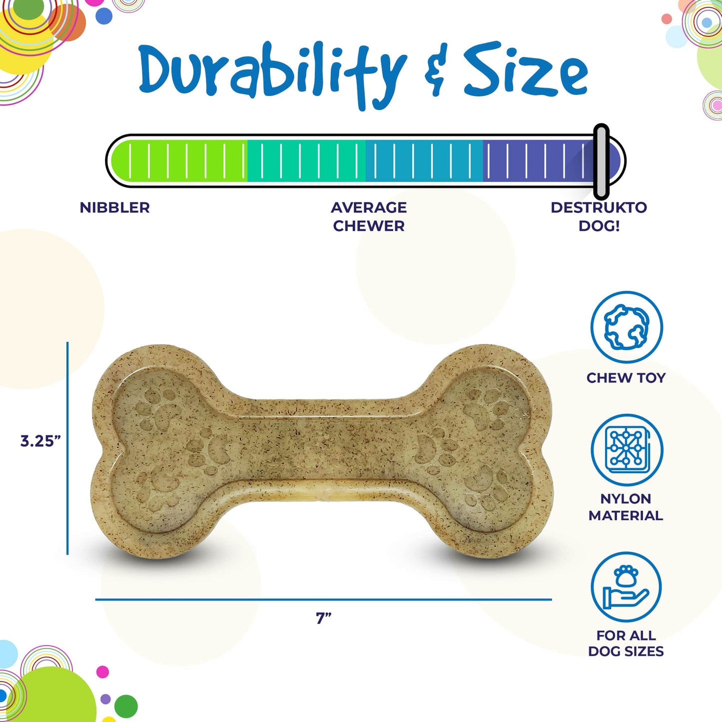 Dog Toy Bone eChew Durable Nylon Aggressive Chew