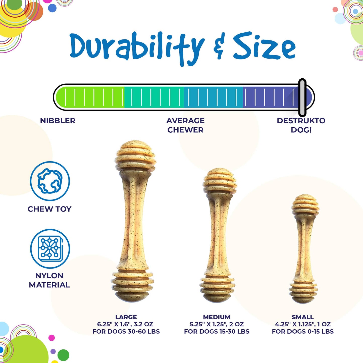 Honey Bone Nylon toy for Aggressive Chewers | Indestructible