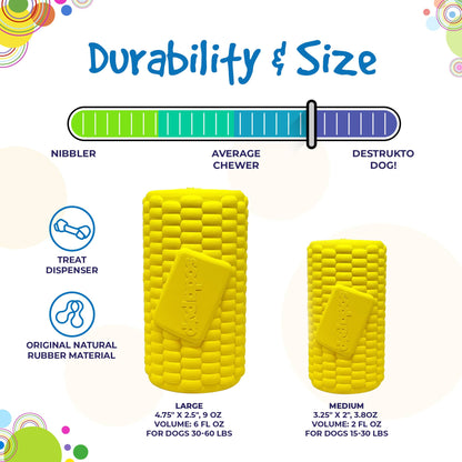 Corn on the Cob Dog Toy - Durable Rubber Treat Dispenser |