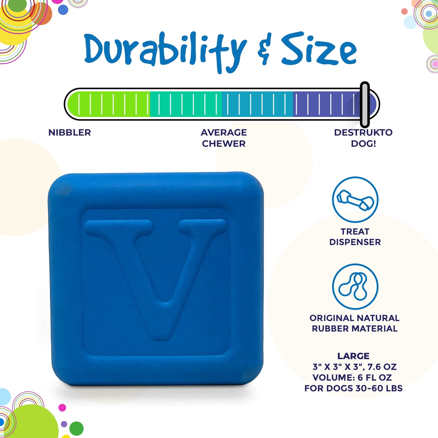 Love Cube eDispenser - Durable Rubber Chew Toy & Treat Dispenser