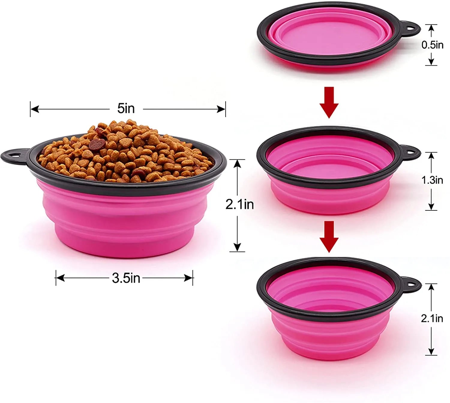 Purple 5" Portable and Foldable Small Dog Bowl set of 5 by Vibhsa, perfect for travel and outdoor adventures with your dog.
