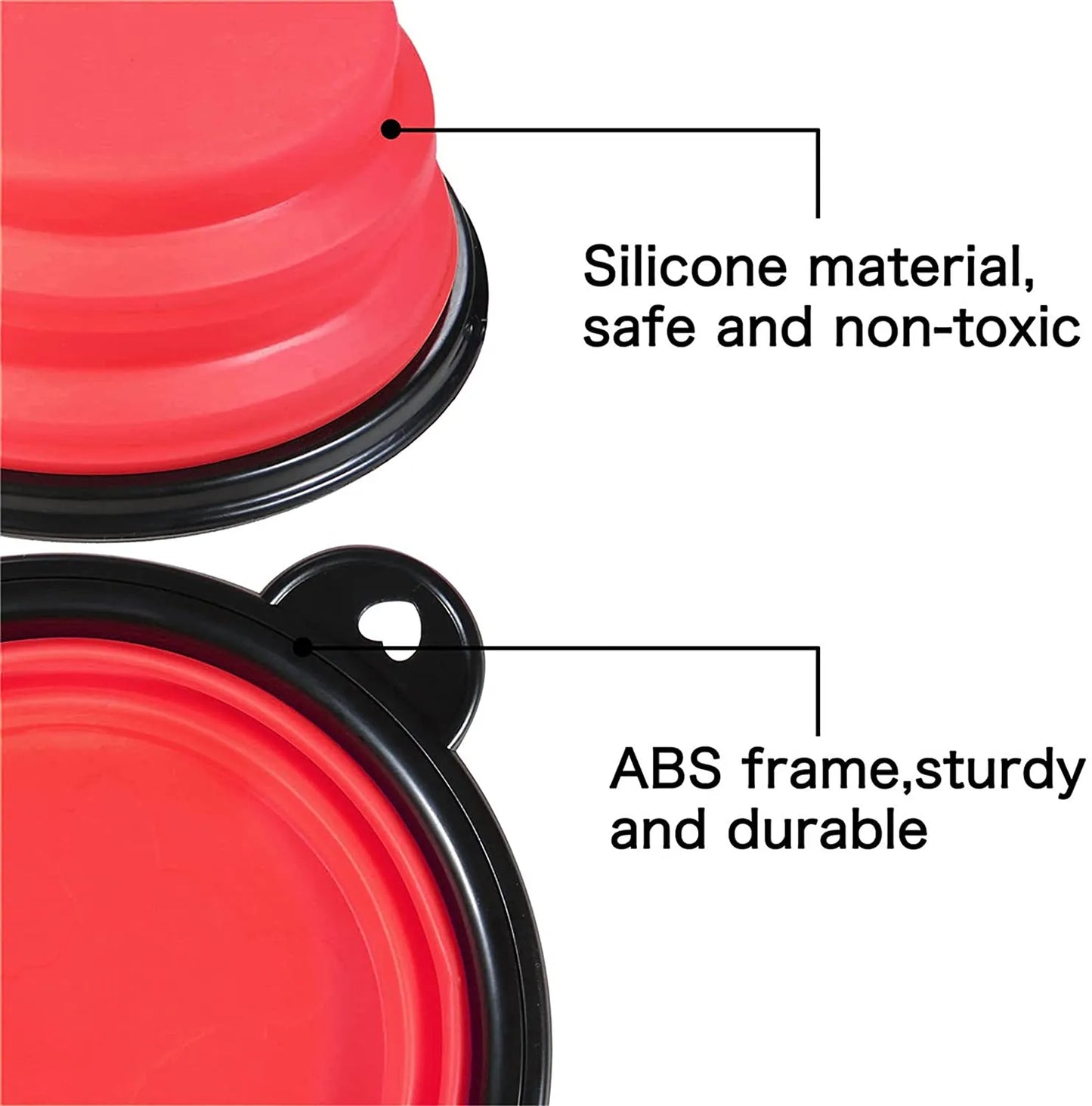 5" red portable and foldable small dog bowl set of 5 by Vibhsa, perfect for travel and outdoor adventures with your pet.