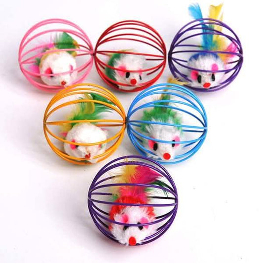 5-Pack: Pet Cat Kitten Playing Mouse Ball Cage
