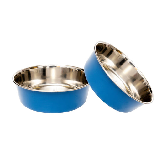 Country Living Set of 2 Heavy Gauge Stainless Steel Dog Bowls - Perfect for Food & Water - Purrfect Pet Kingdom