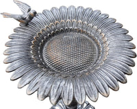 Antique Pewter Sunflower Design Aluminum Birdbath, Silver