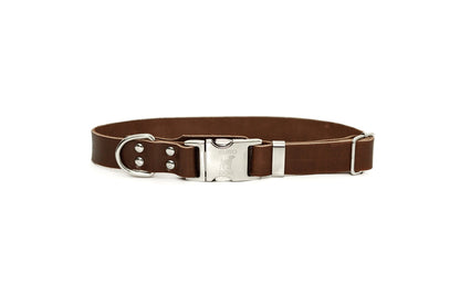 Purrfect Pet Kingdom Modern Style Quick-Release Chocolate Leather Dog Collar (X-Small 9"-12", Chocolate) - Premium Dog Collars > Leather Dog Collars > Quality Leather Dog Collars