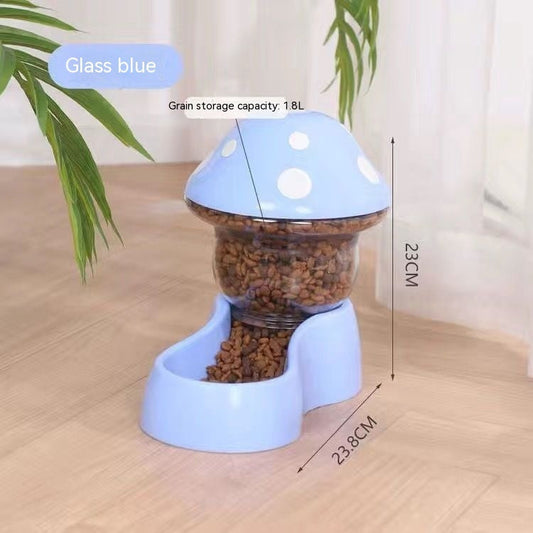 Purrfect Pet Kingdom Automatic Pet Feeder Cat Rice Bowl (Blue Mushroom Feeder) - Premium Pet Bowls & Feeders