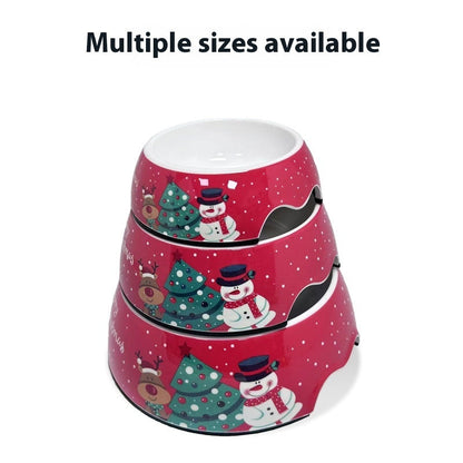 Christmas Dog Pet Bowl Stainless Steel Double Layer Cat Bowl