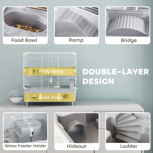 2-Tier Hamster Habitat - Cage with Sand Bath & Accessories