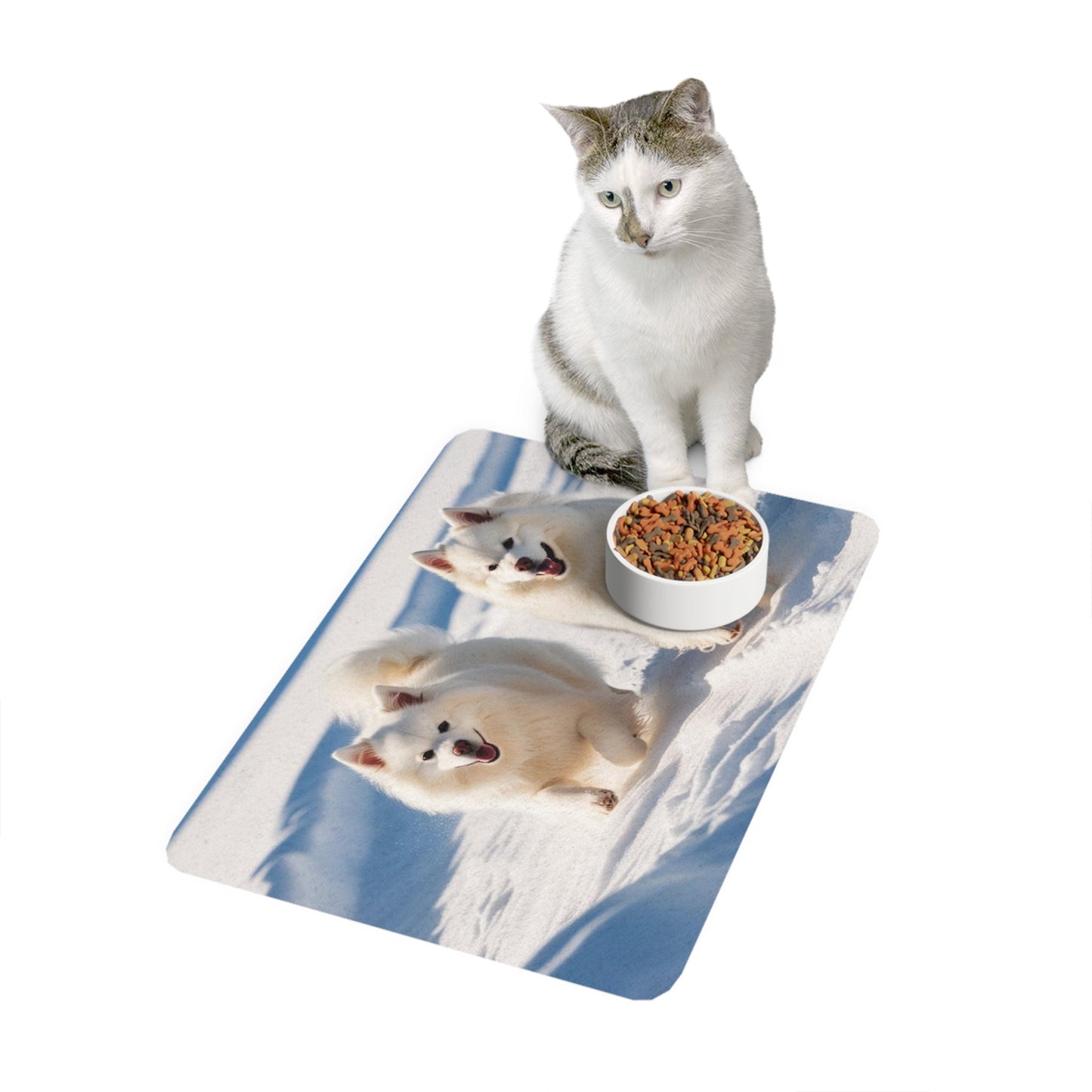 Pet Food Mat (12x18) - Snow Dogs